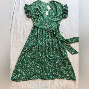 Max Studio Green Floral Midi Dress